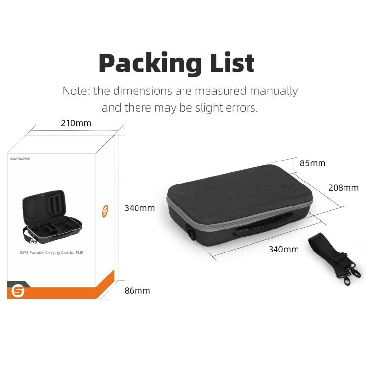 For DJI Flip Sunnylife Simple Storage Bag Shoulder Handbag  - Black
