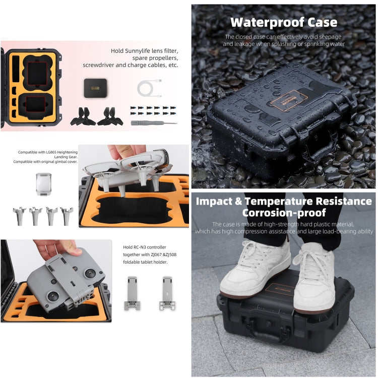 For DJI Neo Sunnylife Safety Carrying Case Waterproof Shock-proof Hard Travel Case  - Black