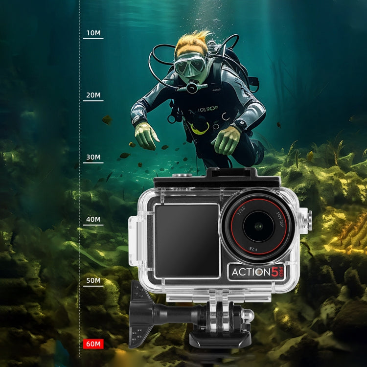 For DJI Osmo Action 5 Pro / 3 / 4 60m Underwater Waterproof Housing Diving Case  - Transparent