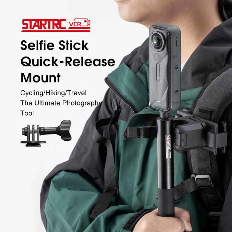 STARTRC Quick-Release Backpack Mount Clip Bracket for Selfie Stick or Action Camera  - Black