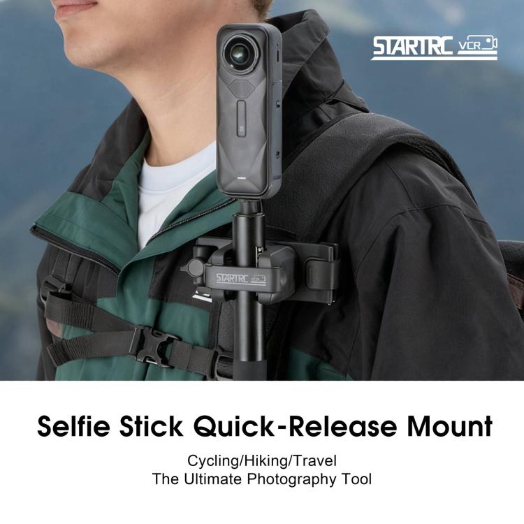 STARTRC Quick-Release Backpack Mount Clip Bracket for Selfie Stick or Action Camera  - Black