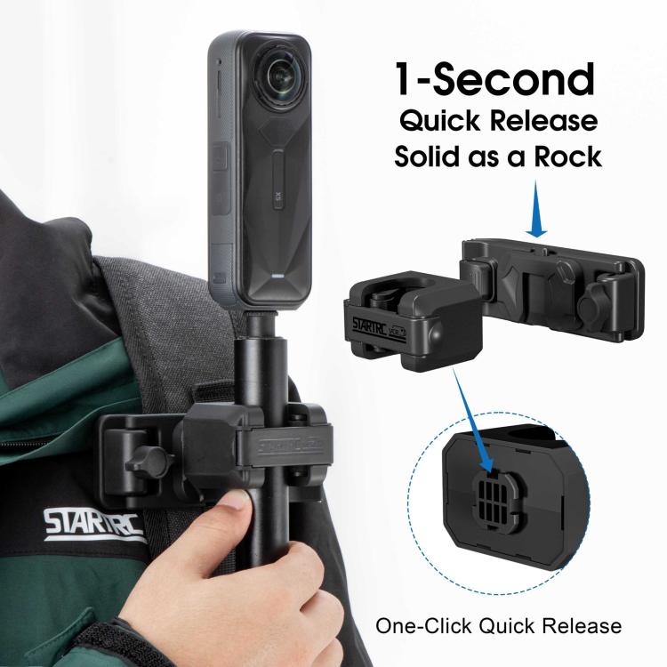 STARTRC Quick-Release Backpack Mount Clip Bracket for Selfie Stick or Action Camera  - Black