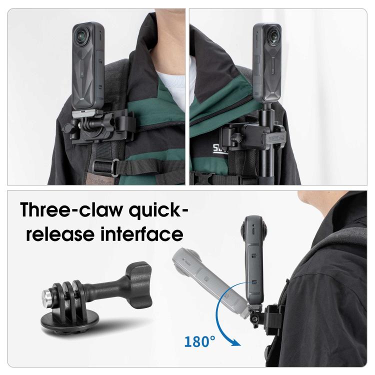 STARTRC Quick-Release Backpack Mount Clip Bracket for Selfie Stick or Action Camera  - Black
