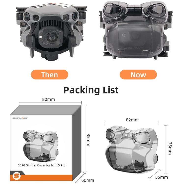 For DJI Mini 5 Pro Sunnylife Integrated Gimbal Protector Cover Transparent Lens Cap Vision System Protector  - Grey