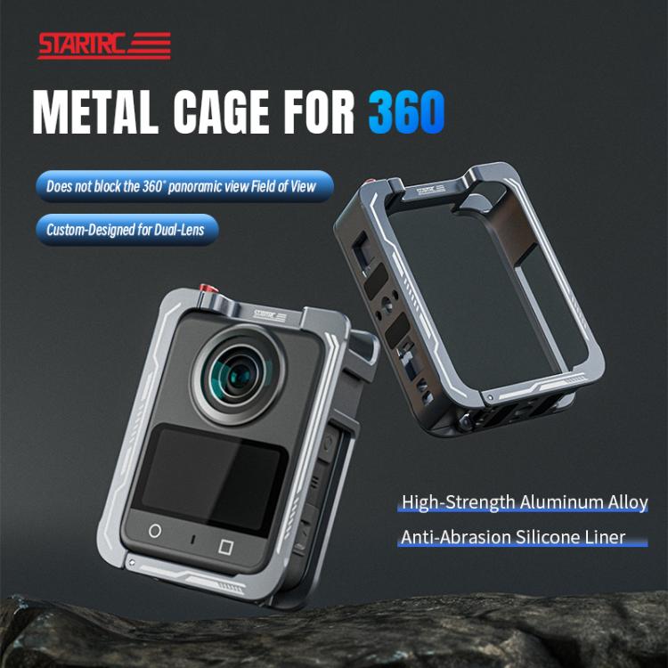 For DJI Osmo 360 STARTRC Metal Cage Frame with Cold Shoe  - Grey
