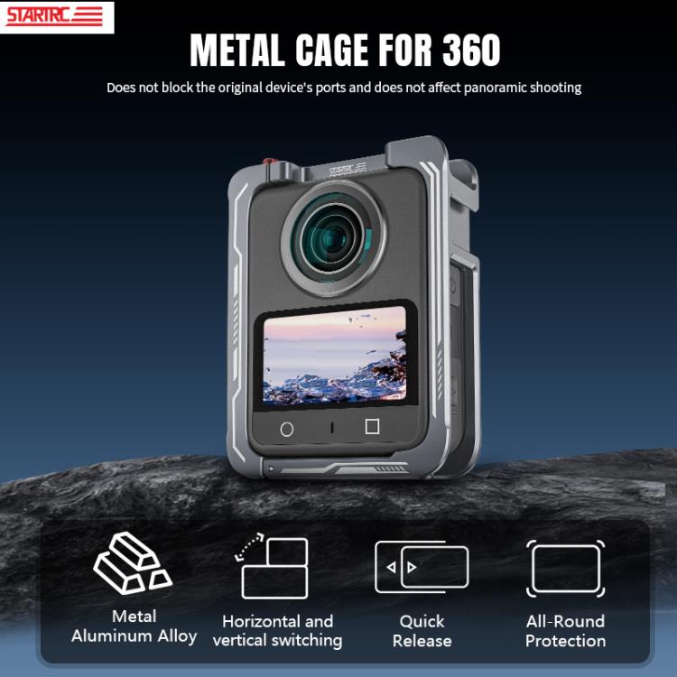 For DJI Osmo 360 STARTRC Metal Cage Frame with Cold Shoe  - Grey