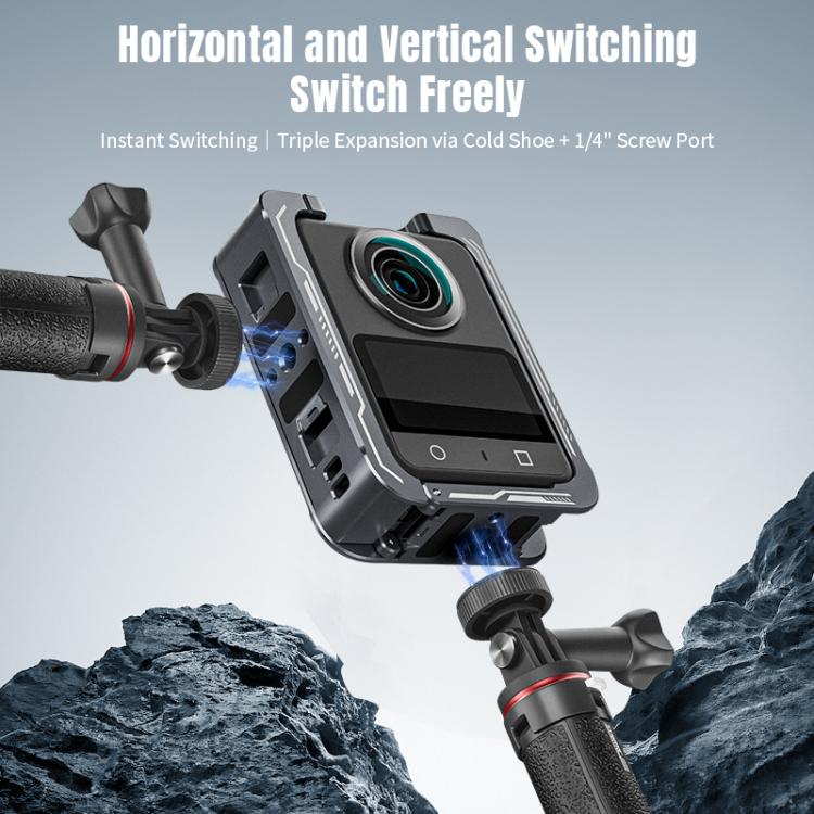 For DJI Osmo 360 STARTRC Metal Cage Frame with Cold Shoe  - Grey
