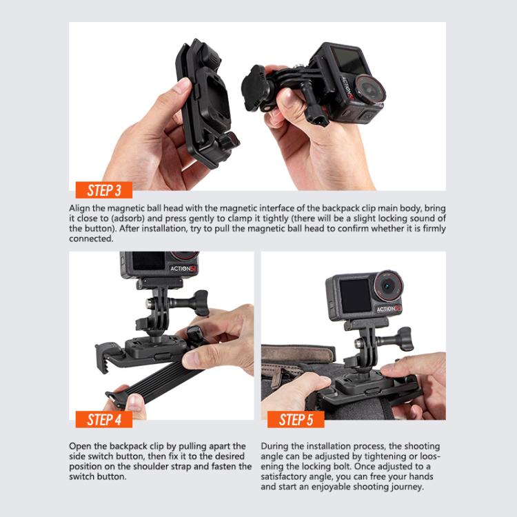 STARTRC Magnetic  Backpack Clip Mount for DJI Osmo 360 / GoPro Action Cameras  - Black