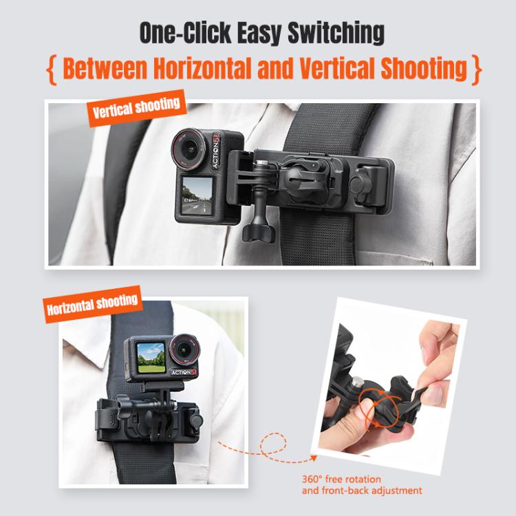 STARTRC Magnetic  Backpack Clip Mount for DJI Osmo 360 / GoPro Action Cameras  - Black