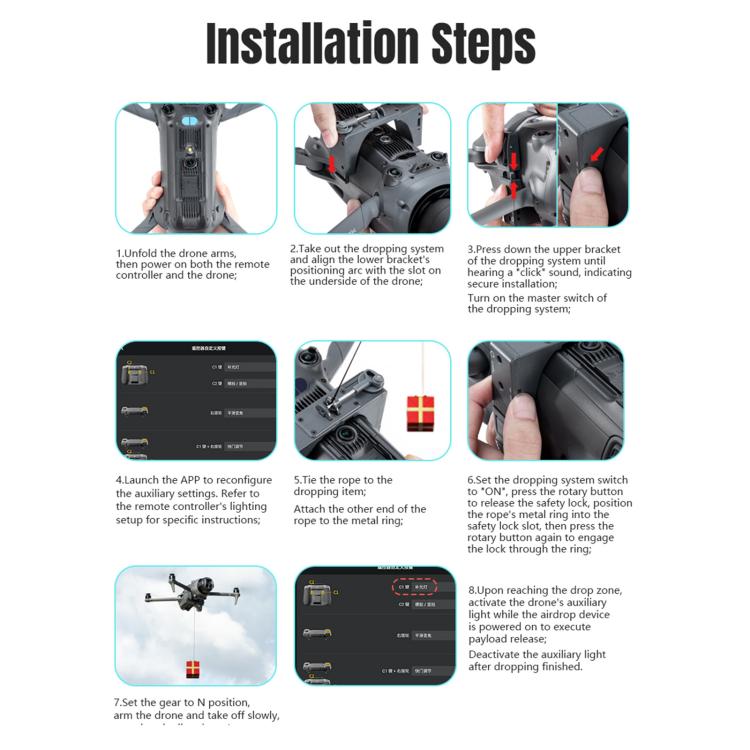 For DJI Mavic 4 Pro STARTRC Air-Dropping System Thrower Parabolic with Expansion Bracket  - Black
