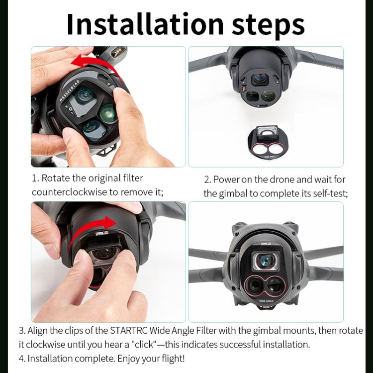 For DJI Mavic 4 Pro STARTRC Drone Wide-Angle Lens Filter  - Black