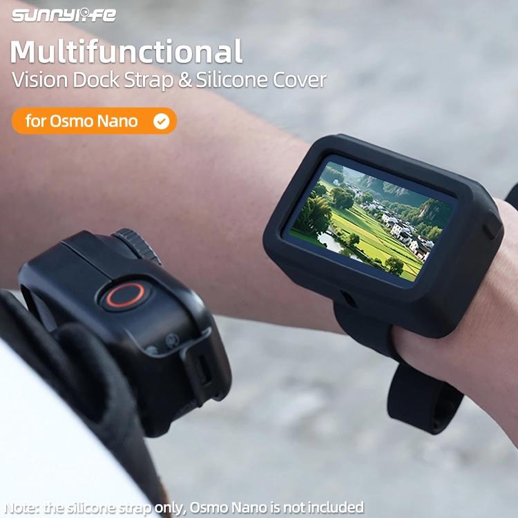 For DJI Osmo Nano Sunnylife Vision Dock Strap Wristband Expansion Band Silicone Protective Cover Bicycle Strap Cat Collar  - Black