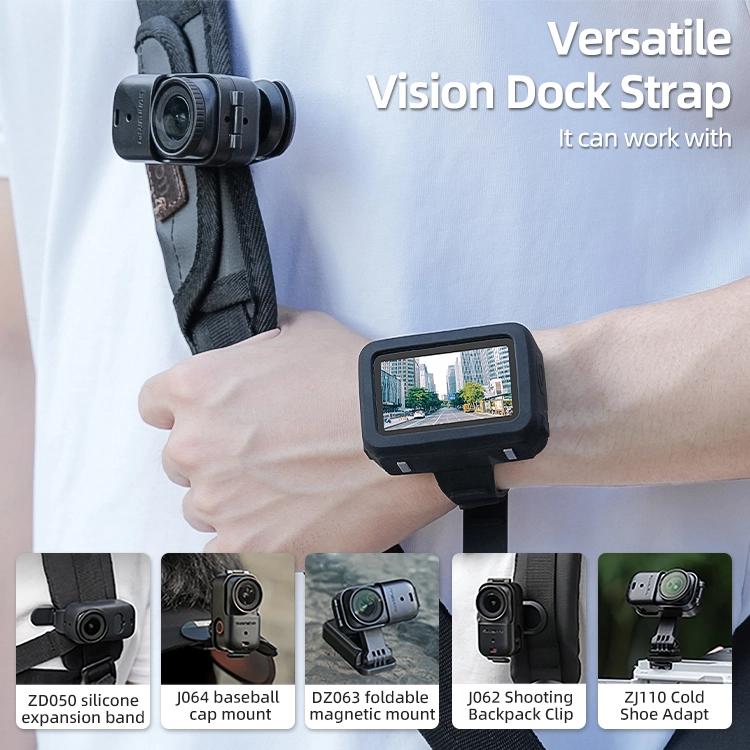 For DJI Osmo Nano Sunnylife Vision Dock Strap Wristband Expansion Band Silicone Protective Cover Bicycle Strap Cat Collar  - Black