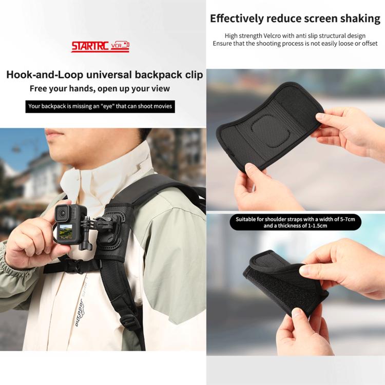 STARTRC Hook And Loop Fastener Universal Backpack Clip Mount  - Black