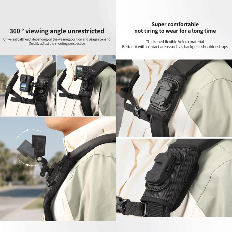 STARTRC Hook And Loop Fastener Universal Backpack Clip Mount  - Black