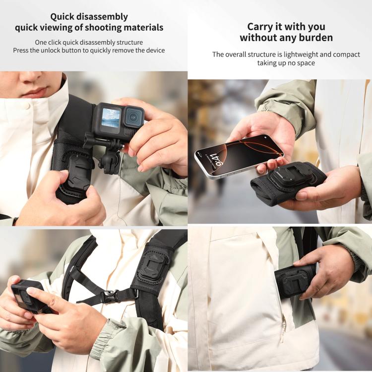 STARTRC Hook And Loop Fastener Universal Backpack Clip Mount  - Black