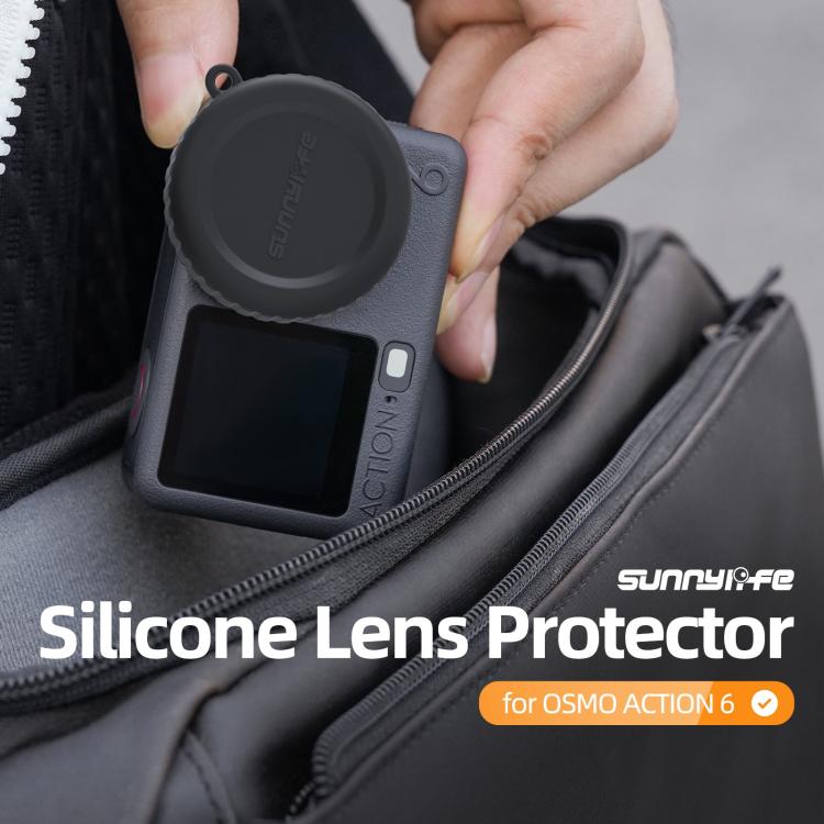 For DJI Osmo Action 6 Sunnylife Silicone Scratch-Proof Camera Lens Protective Cover  - Black