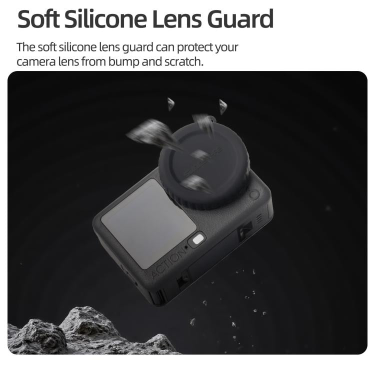 For DJI Osmo Action 6 Sunnylife Silicone Scratch-Proof Camera Lens Protective Cover  - Black
