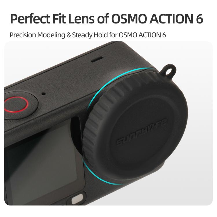 For DJI Osmo Action 6 Sunnylife Silicone Scratch-Proof Camera Lens Protective Cover  - Black