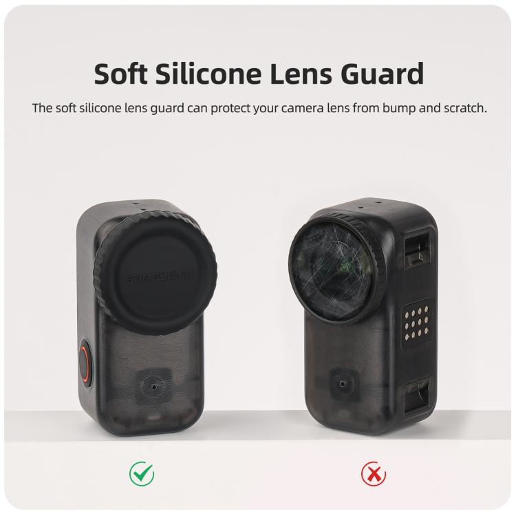 For DJI Osmo 360 Sunnylife Silicone Lens Cover Scratch-Proof Camera Cover Protector  - Black