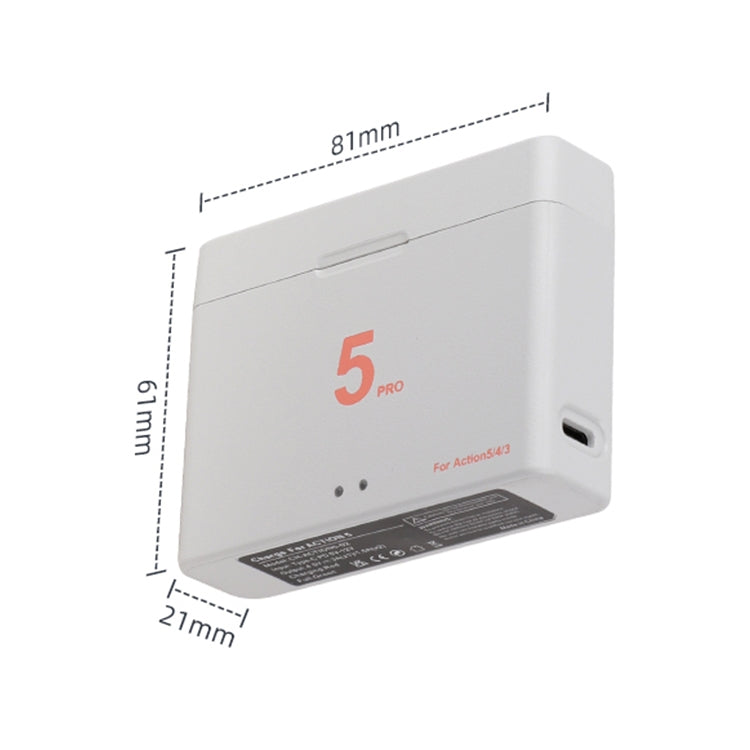 For DJI Osmo Action 5 Pro / 4 / 3 Battery Charger Box Dual-Slot Batteries Charger  - White