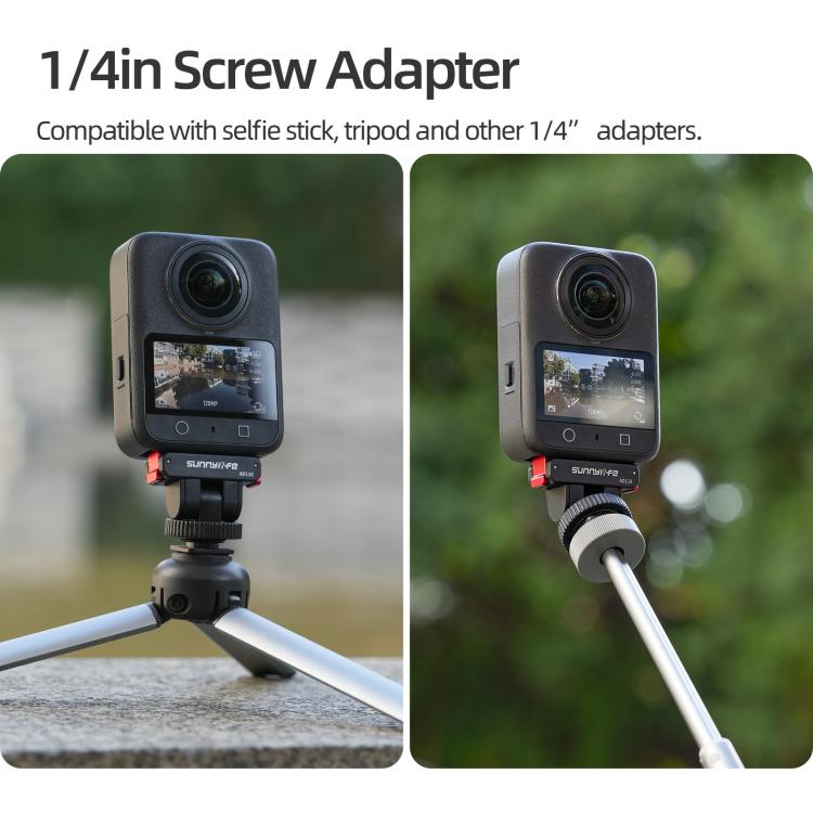 Sunnylife AD118 Sunnylife Cold Shoe Magnetic Quick Release Adapter Mount 1/4 180 Tilt Adjustable Selfie Stick Adapter Stand For DJI Osmo 360 / Action 5 Pro / 4 / 3  - Black