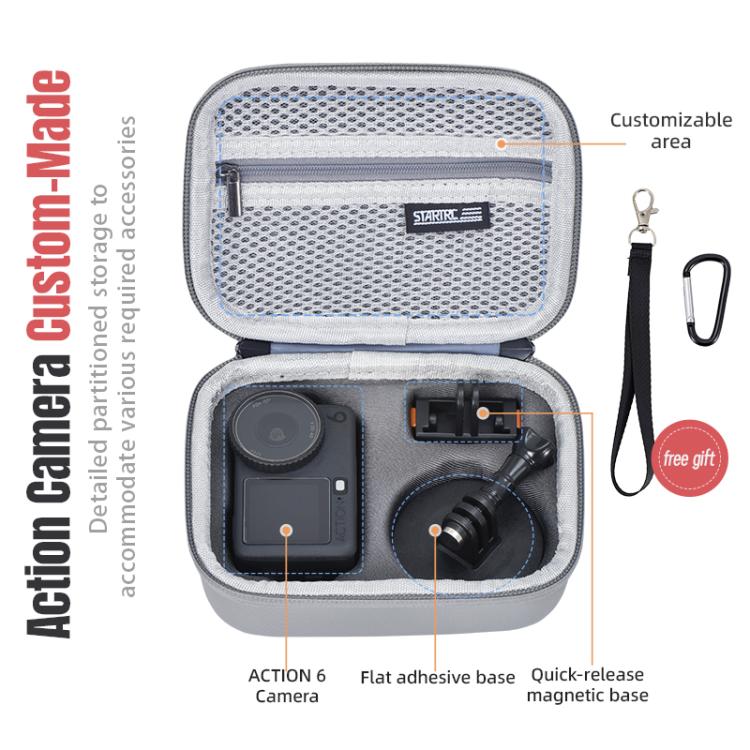 For DJI Osmo Action 6 STARTRC Portable Carrying Box Mini Standard Combo Bag  - Grey