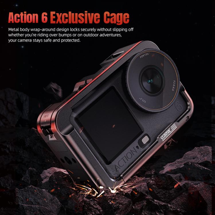 For DJI Osmo Action 6 STARTRC Metal Cage Frame with Cold Shoe  - Black