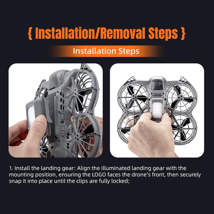 For DJI Neo 2 STARTRC LED Light Heightened Landing Gear Training Rack  - Black