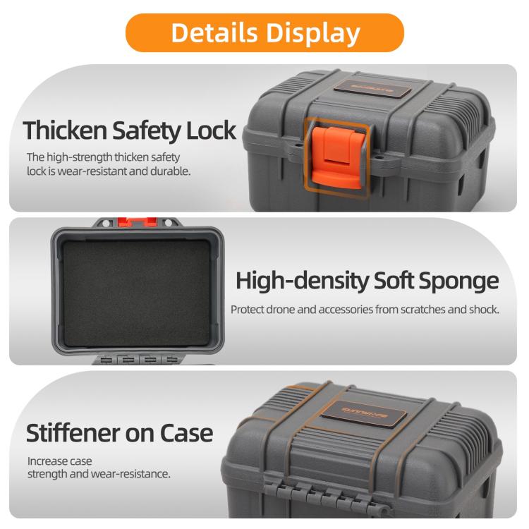 For DJI Osmo Action 6 Sunnylife Mini Travel Box Waterproof Carrying Box Shock-proof Hard Shell  - Grey