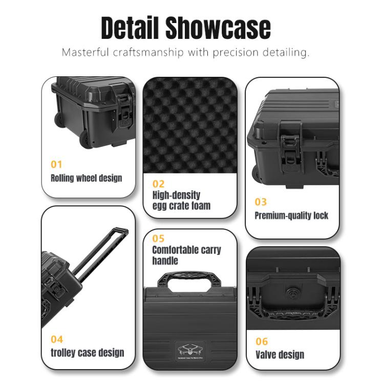 Portable Box Sealed Waterproof Trolley Suitcase For DJI Mavic 4 Pro / Mavic 3 / Air 3  - Black