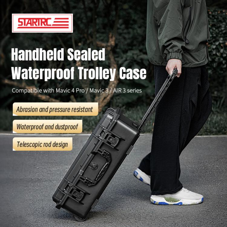 Portable Box Sealed Waterproof Trolley Suitcase For DJI Mavic 4 Pro / Mavic 3 / Air 3  - Black