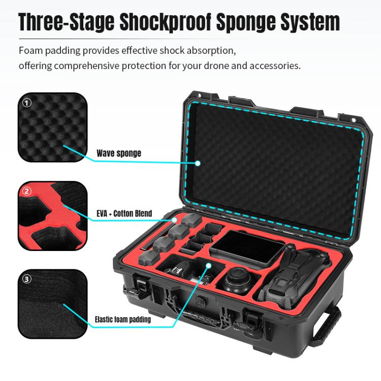 Portable Box Sealed Waterproof Trolley Suitcase For DJI Mavic 4 Pro / Mavic 3 / Air 3  - Black
