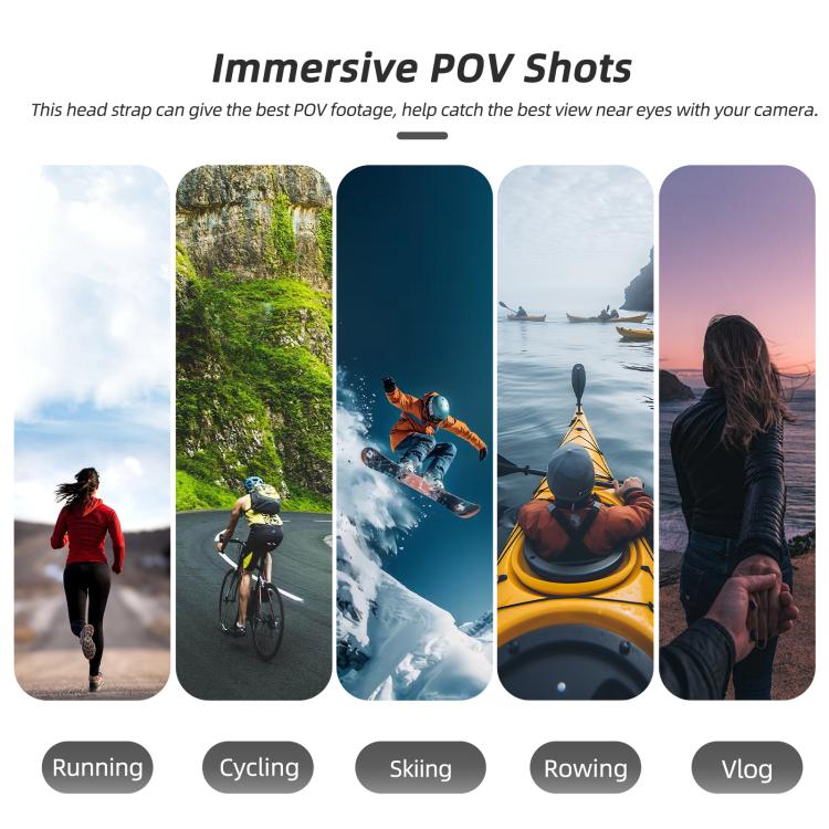 For DJI Osmo Nano Sunnylife 360 Rotation Vertical-Horizontal Head Strap with Adapter Adjustable Head Lanyard Braided Safe Rope  - Black