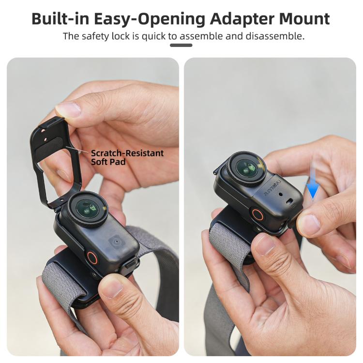 For DJI Osmo Nano Sunnylife 360 Rotation Vertical-Horizontal Head Strap with Adapter Adjustable Head Lanyard Braided Safe Rope  - Black