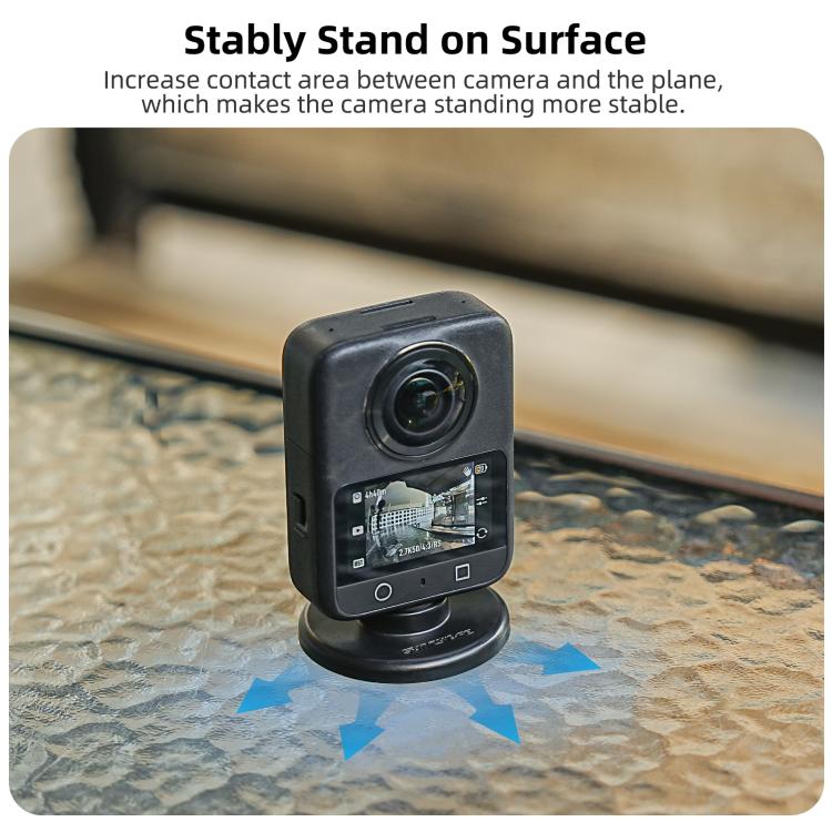 Sunnylife Quick-Release Magnetic Base Mount 1/4 180 Tilt Adjustable Tabletop Base Bracket For DJI Osmo 360 / Action 5 Pro / 4 / 3 / 2  - Black