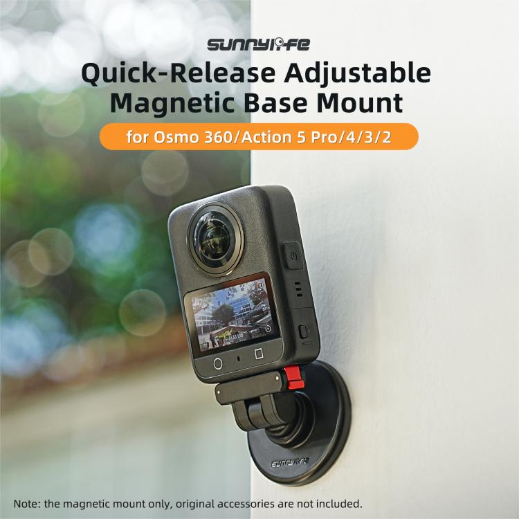 Sunnylife Quick-Release Magnetic Base Mount 1/4 180 Tilt Adjustable Tabletop Base Bracket For DJI Osmo 360 / Action 5 Pro / 4 / 3 / 2  - Black