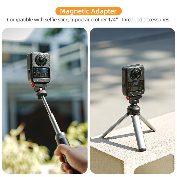 Sunnylife Quick-Release Magnetic Base Mount 1/4 180 Tilt Adjustable Tabletop Base Bracket For DJI Osmo 360 / Action 5 Pro / 4 / 3 / 2  - Black