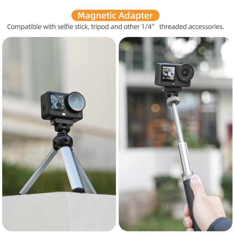 Sunnylife Quick-Release Dual-Direction Magnetic Base Mount 1/4 180 Tilt Adjustable Tabletop Base Bracket For DJI Osmo Nano / Action 6  - Black