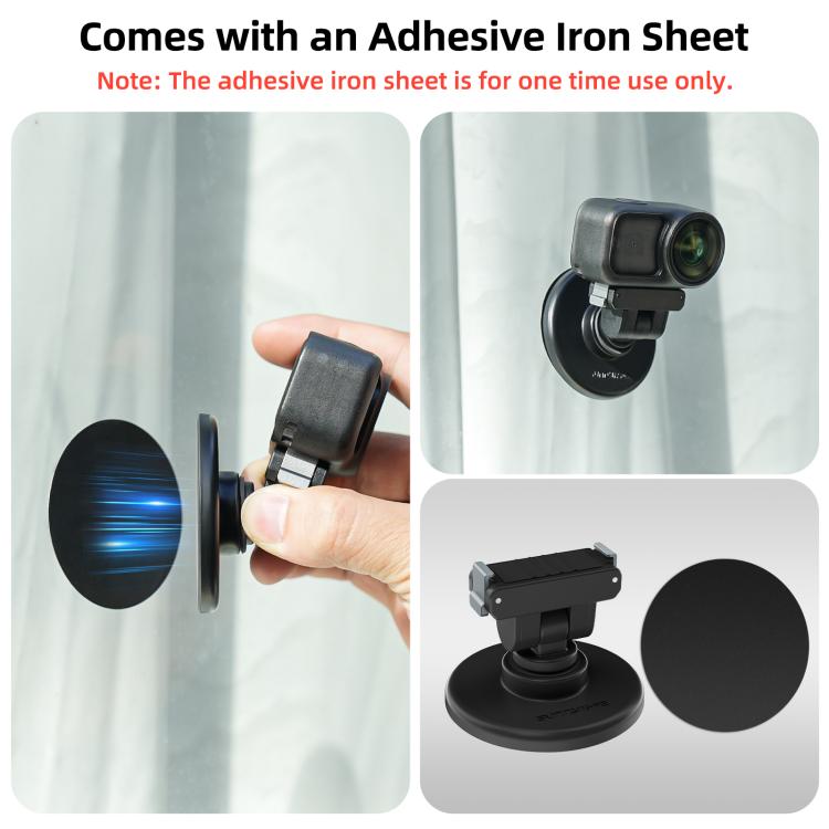 Sunnylife Quick-Release Dual-Direction Magnetic Base Mount 1/4 180 Tilt Adjustable Tabletop Base Bracket For DJI Osmo Nano / Action 6  - Black