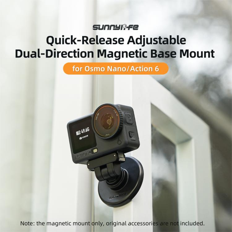Sunnylife Quick-Release Dual-Direction Magnetic Base Mount 1/4 180 Tilt Adjustable Tabletop Base Bracket For DJI Osmo Nano / Action 6  - Black