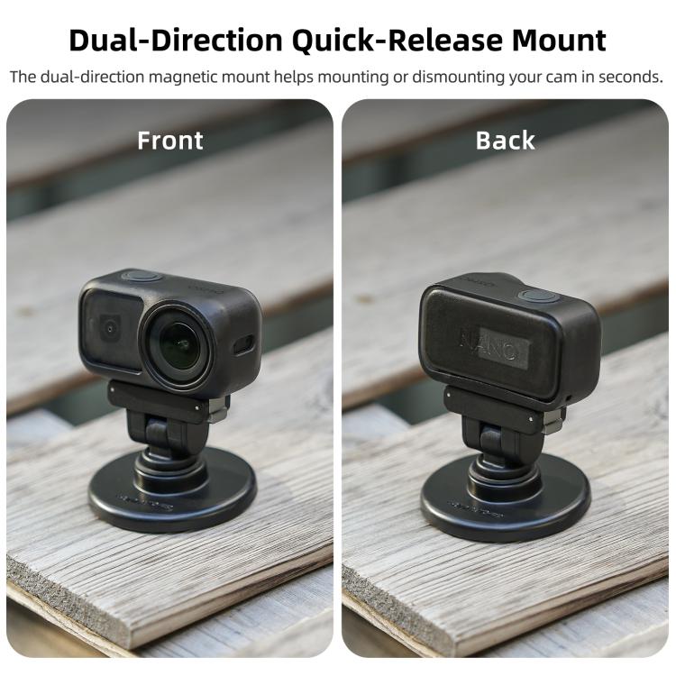 Sunnylife Quick-Release Dual-Direction Magnetic Base Mount 1/4 180 Tilt Adjustable Tabletop Base Bracket For DJI Osmo Nano / Action 6  - Black
