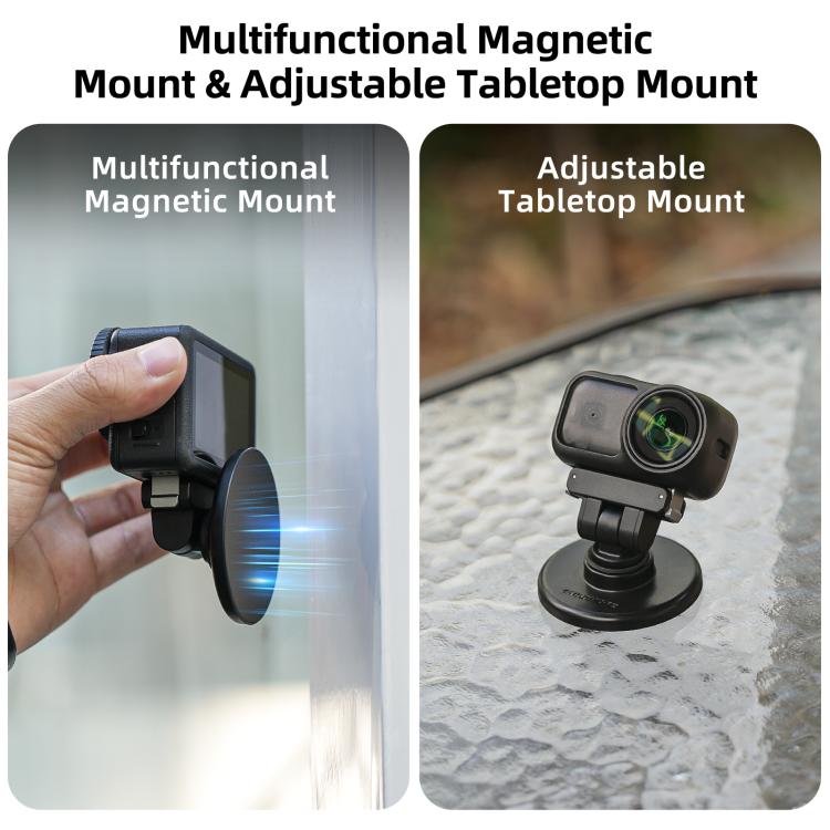 Sunnylife Quick-Release Dual-Direction Magnetic Base Mount 1/4 180 Tilt Adjustable Tabletop Base Bracket For DJI Osmo Nano / Action 6  - Black
