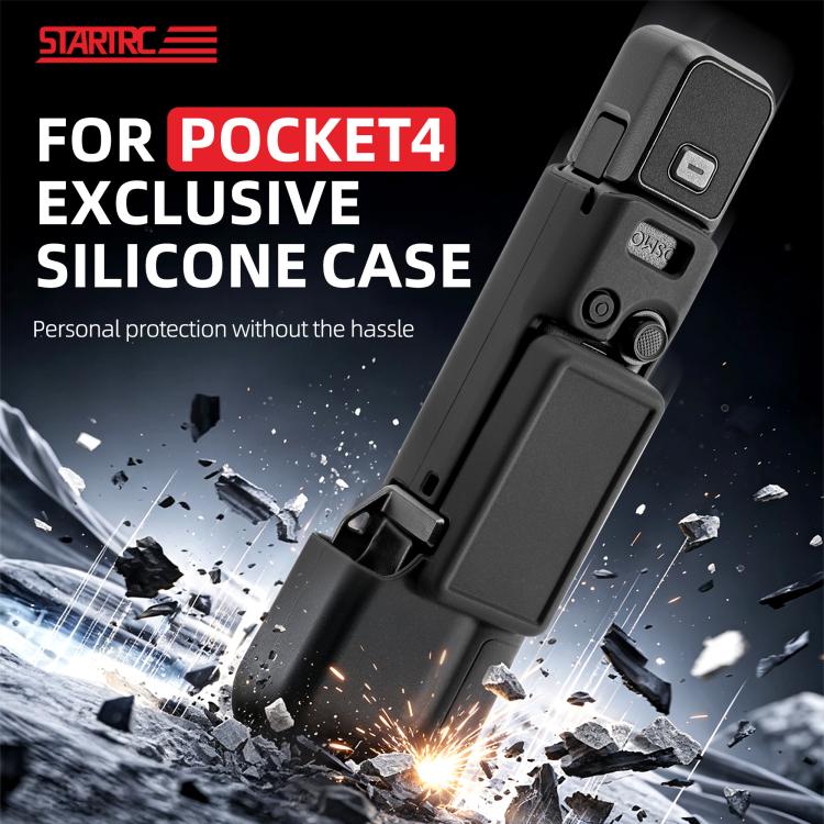 For DJI Osmo Pocket 4 STARTRC 2 in 1 Body Gimbal Lens Silicone Case  - Black