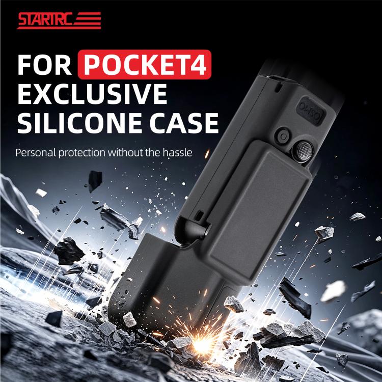 For DJI Osmo Pocket 4 STARTRC 2 in 1 Body Gimbal Lens Silicone Case  - Black