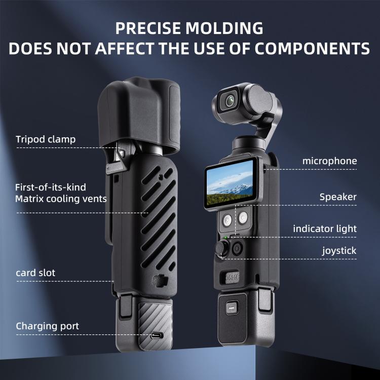 For DJI Osmo Pocket 4 STARTRC 2 in 1 Body Gimbal Lens Silicone Case  - Black