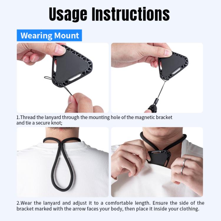 STARTRC Action Camera Magnetic Neck Mount Holder Vlog POV Neck Strap  - Black