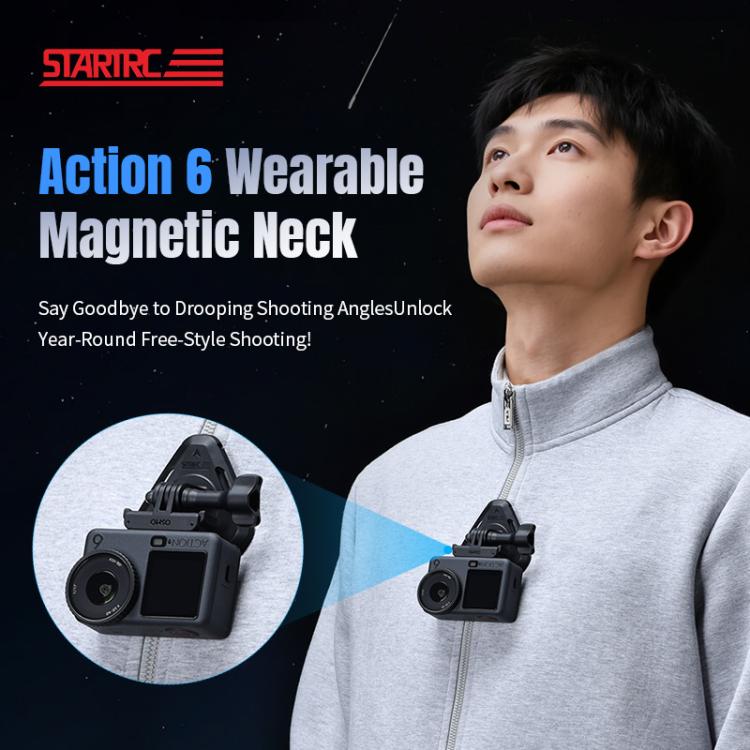 STARTRC Action Camera Magnetic Neck Mount Holder Vlog POV Neck Strap  - Black