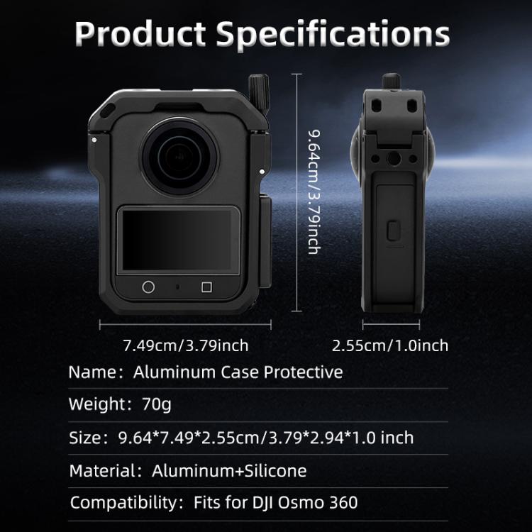 For DJI Osmo 360 YELANGU Metal Protective Cage Expansion Frame with Horizontal Mount Base  - Black