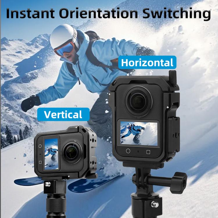 For DJI Osmo 360 YELANGU Metal Protective Cage Expansion Frame with Horizontal Mount Base  - Black